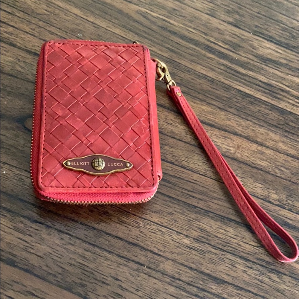 Elliot Lucia wrist wallet, red, Like new.